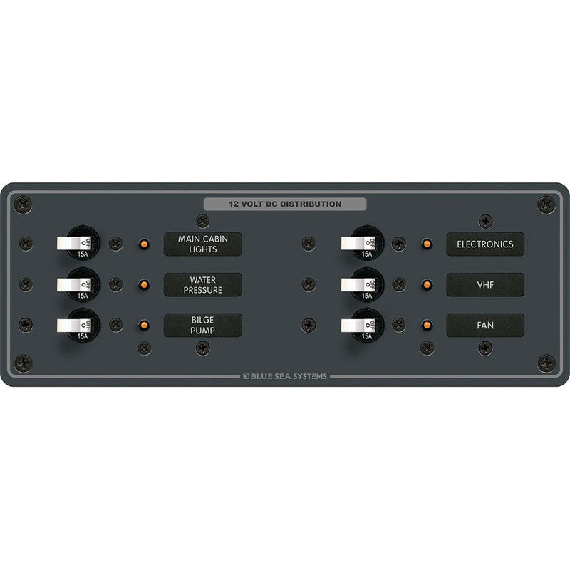 Blue Sea 8096 DC 6 Position Toggle Branch Circuit Breaker Panel - White Switches [8096] - Wholesaler Elite LLC
