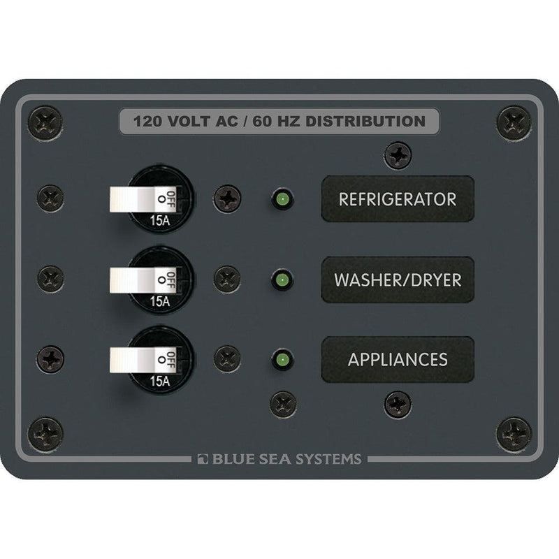 Blue Sea 8058 AC 3 Position Toggle Circuit Breaker Panel - White Switches [8058] - Wholesaler Elite LLC