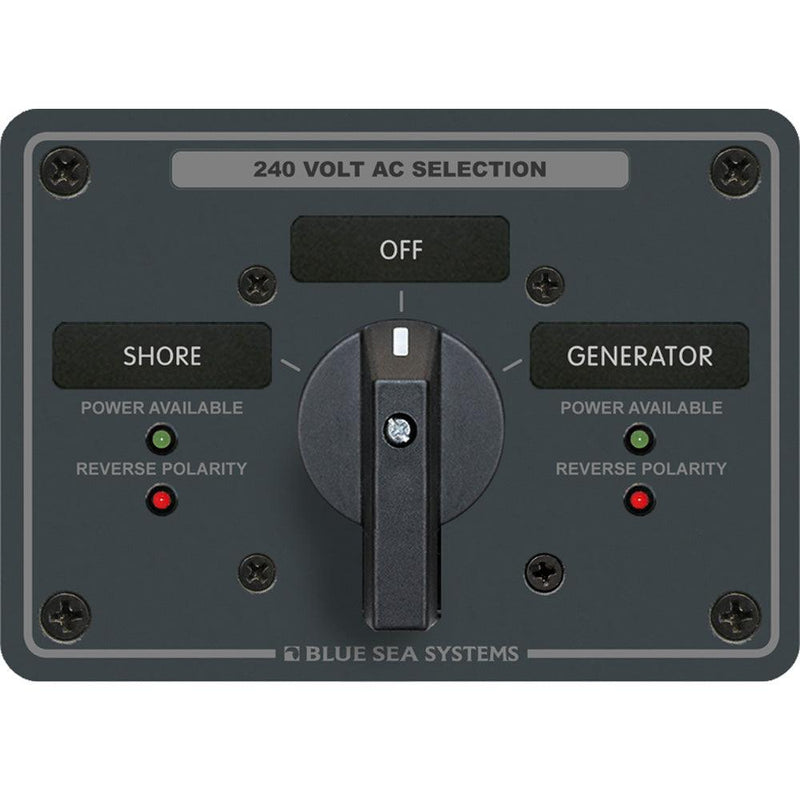 Blue Sea 8363 AC Rotary Switch Panel 65 Ampere 2 Positions + OFF, 3 Pole [8363] - Wholesaler Elite LLC