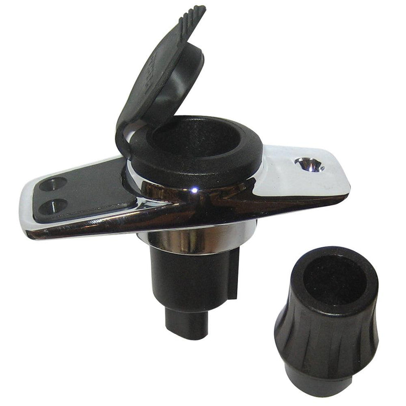 Perko Locking Collar Pole Light Mounting Base - 2 Pin - Chrome Plated w/Black Cover [1060PB0DP] - Wholesaler Elite LLC