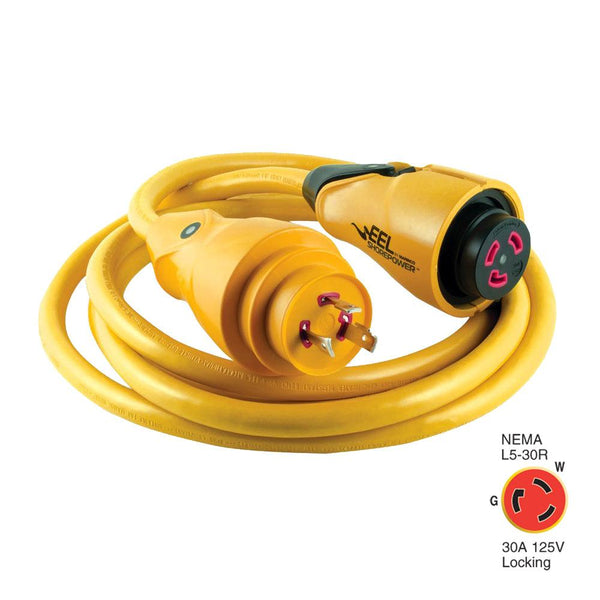 Marinco CS30-12 EEL 30A 125V Shore Power Cordset - 12' - Yellow [CS30-12] - Wholesaler Elite LLC