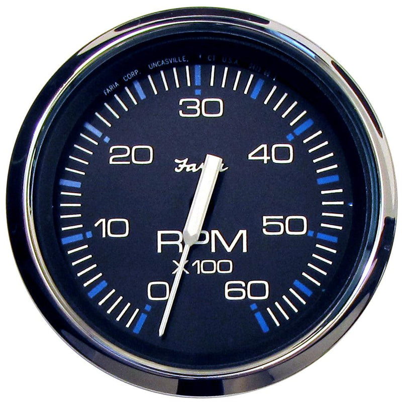 Faria Chesapeake Black 4" Tachometer - 6000 RPM (Gas) (Inboard I/O) [33710] - Wholesaler Elite LLC