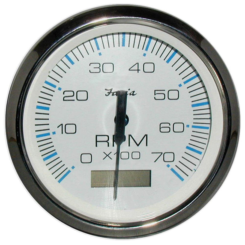 Faria Chesapeake White SS 4" Tachometer w/Hourmeter - 7000 RPM (Gas) (Outboard) [33840] - Wholesaler Elite LLC