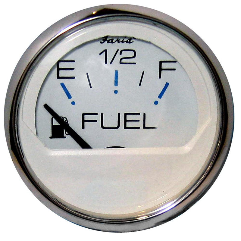 Faria Chesapeake White SS 2" Fuel Level Gauge (E-1/2-F) [13801] - Wholesaler Elite LLC