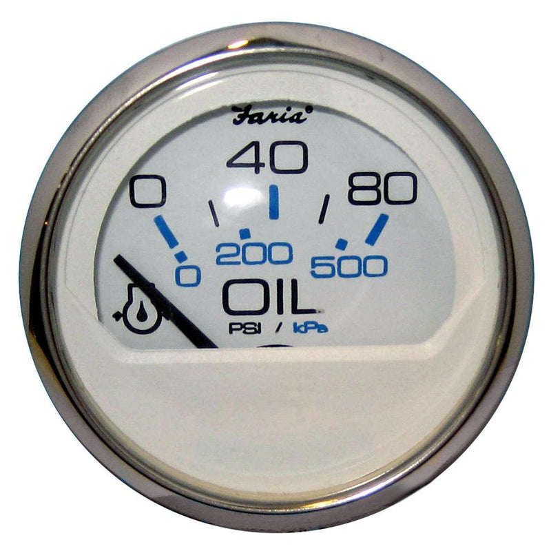 Faria Chesapeake White SS 2" Oil Pressure Gauge (80 PSI) [13802] - Wholesaler Elite LLC