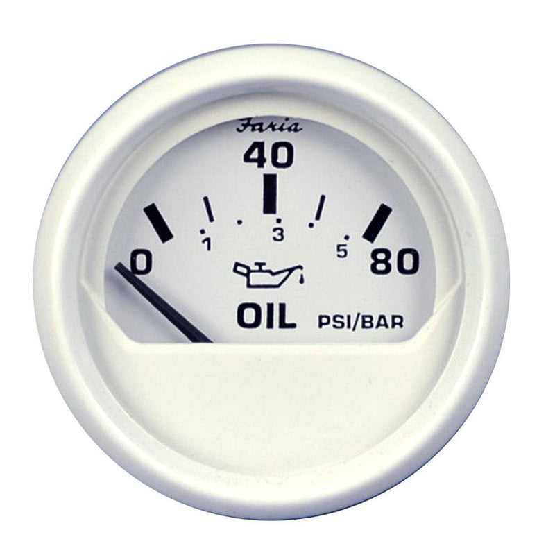 Faria Dress White 2" Oil Pressure Gauge (80 PSI) [13102] - Wholesaler Elite LLC