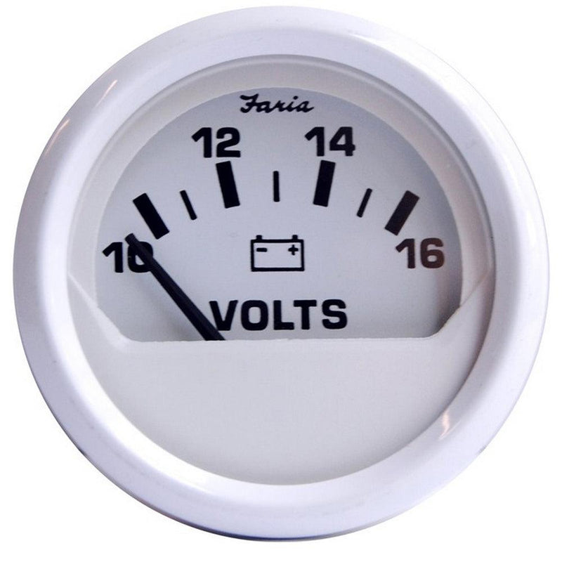 Faria Dress White 2" Voltmeter (10-16 VDC) [13120] - Wholesaler Elite LLC