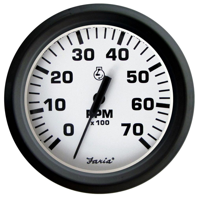 Faria Euro White 4" Tachometer 7000 RPM (Gas) (Outboards) [32905] - Wholesaler Elite LLC