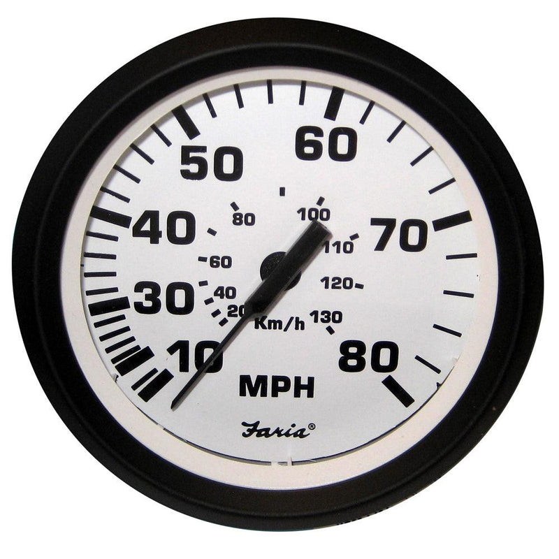 Faria Euro White 4" Speedometer - 80MPH (Pitot) [32910] - Wholesaler Elite LLC