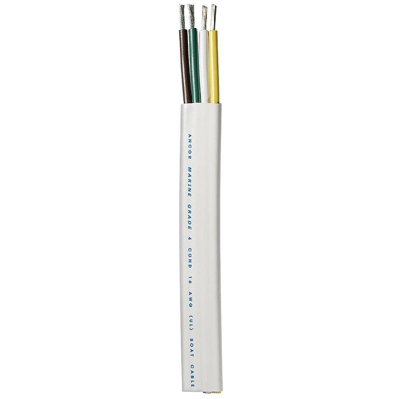 Ancor Trailer Cable - 16/4 AWG - Yellow/White/Green/Brown - Flat - 300' [154030] - Wholesaler Elite LLC