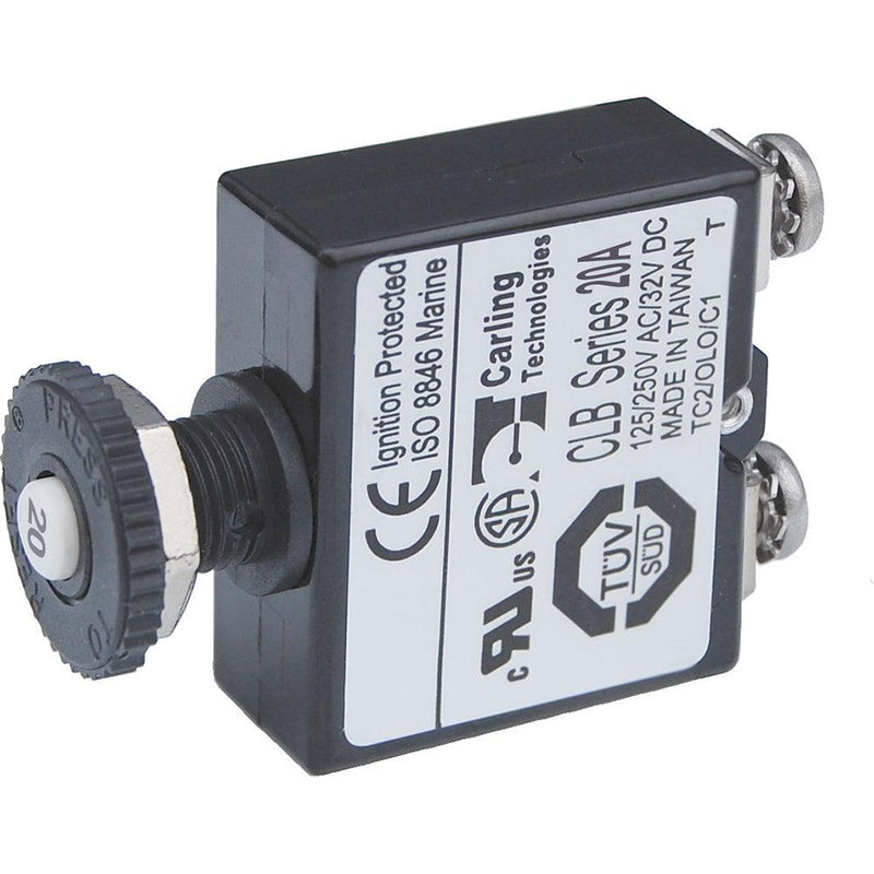 Blue Sea Push Button Reset Only Screw Terminal Circuit Breaker - 20 Amps [2134] - Wholesaler Elite LLC