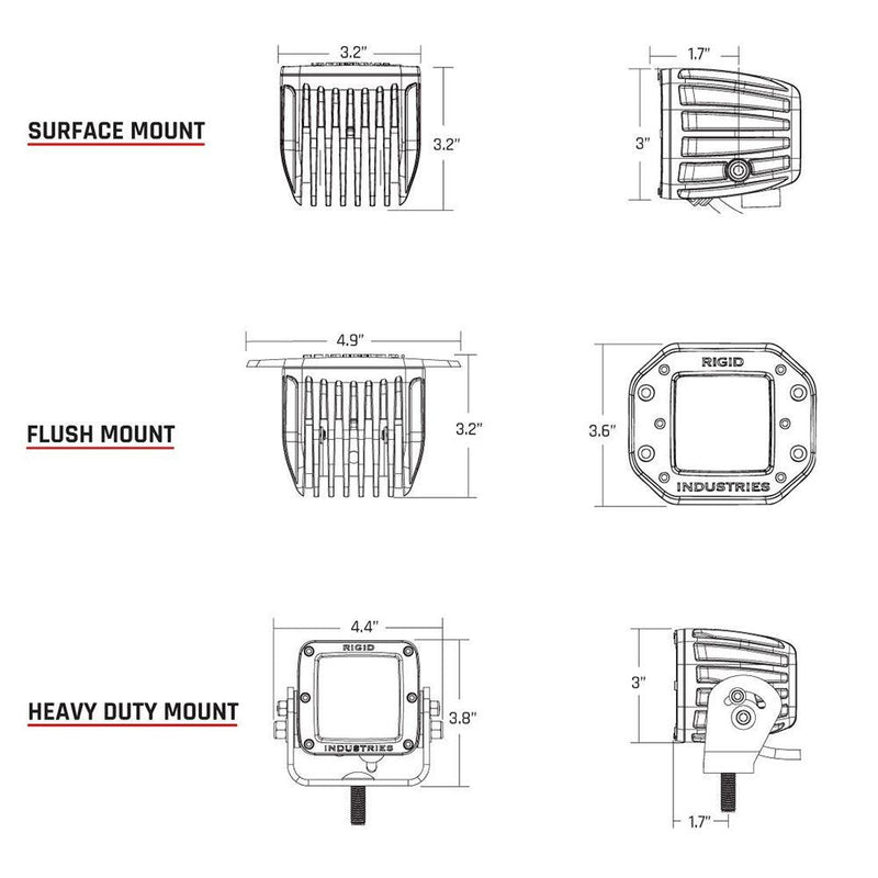 RIGID Industries D-Series PRO Hybrid-Diffused LED - Pair - White [602513] - Wholesaler Elite LLC