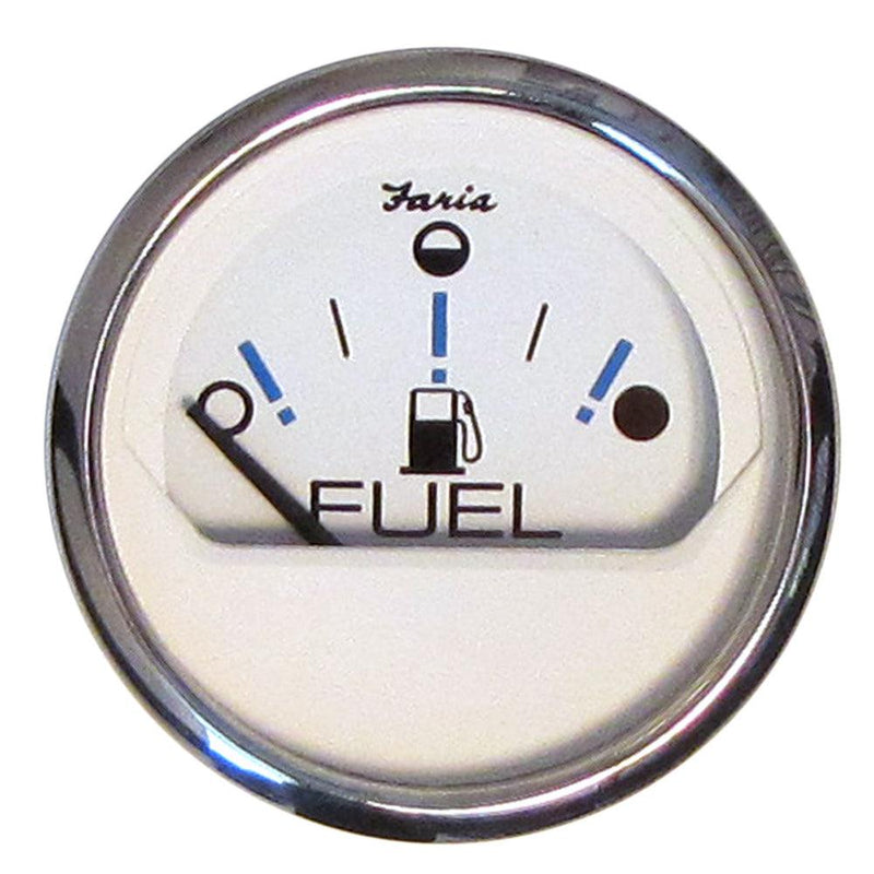 Faria Chesapeake White SS 2" Fuel Level Gauge - Metric (E-1/2-F) [13818] - Wholesaler Elite LLC