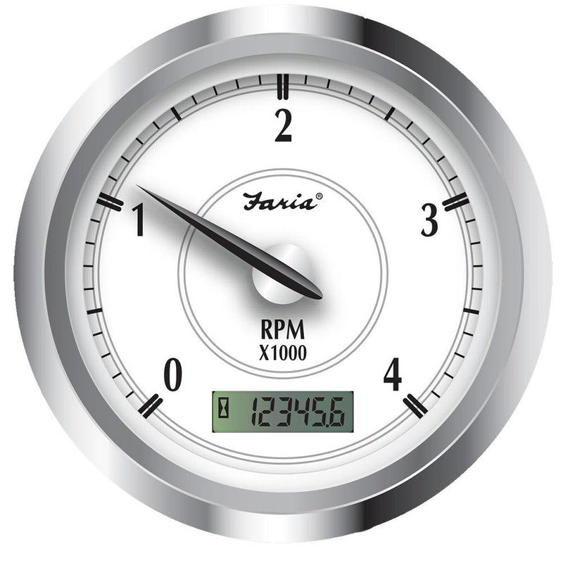 Faria Newport SS 4" Tachometer w/Hourmeter f/Diesel w/Magnetic Pick-Up - 4000 RPM [45006] - Wholesaler Elite LLC