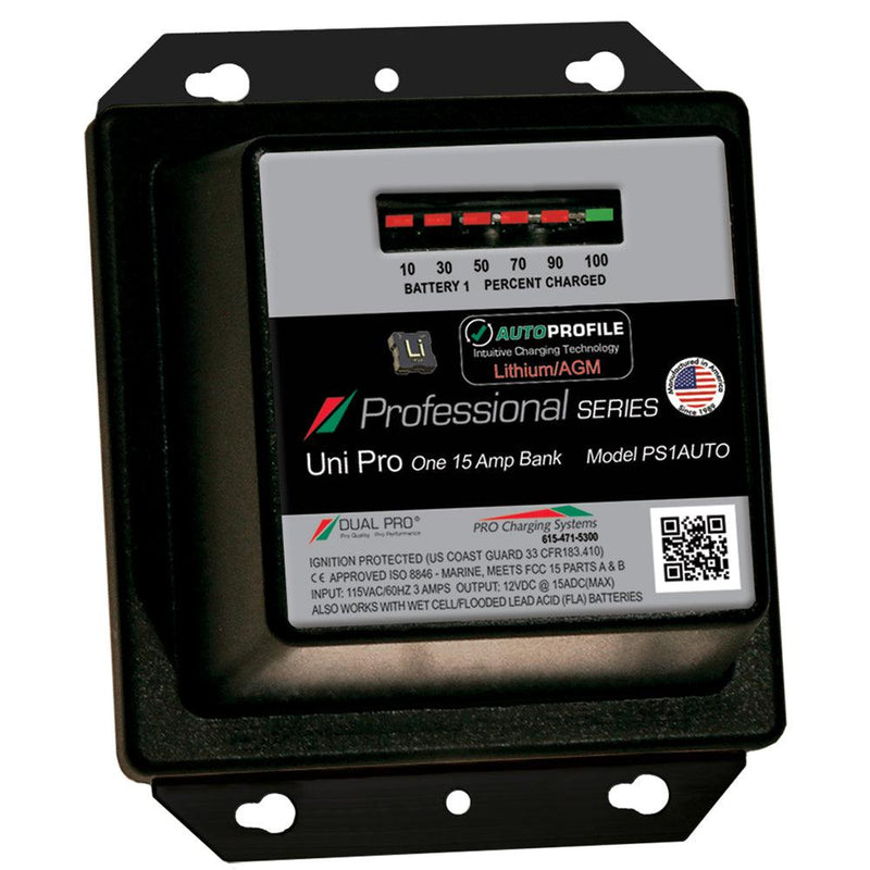 Dual Pro PS1 Auto 15A - 1-Bank Lithium/AGM Battery Charger [PS1AUTO] - Wholesaler Elite LLC