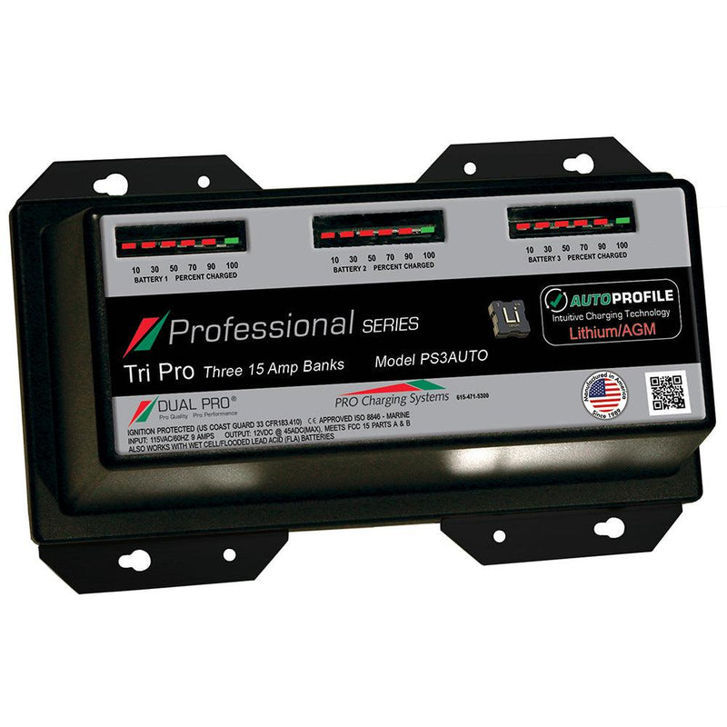 Dual Pro PS3 Auto 15A - 3-Bank Lithium/AGM Battery Charger [PS3AUTO] - Wholesaler Elite LLC