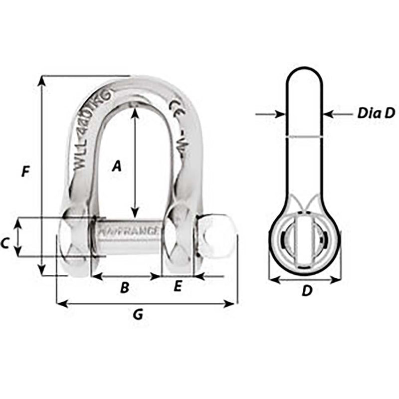 Wichard Captive Pin D Shackle - Diameter 10mm - 13/32" [01405] - Wholesaler Elite LLC