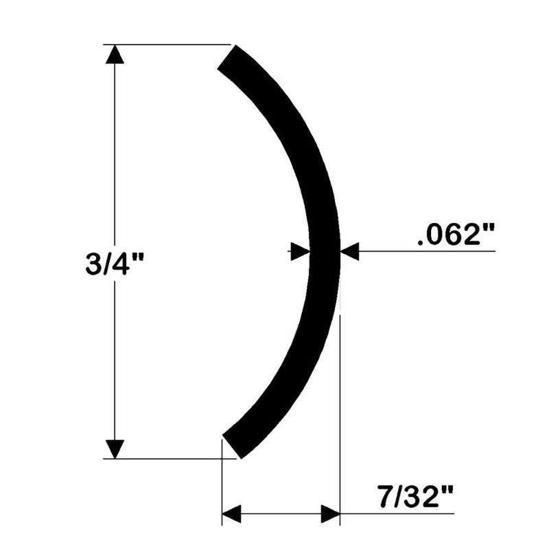 TACO Hollow Back 304 Stainless Steel Rub Rail Insert 3/4" x 6 [S11-4511P6-1] - Wholesaler Elite LLC