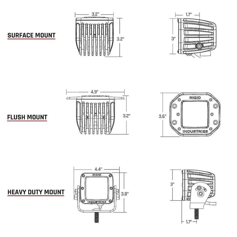 RIGID Industries D-Series PRO Flood Diffused Surface Mount Black Light - Pair [202513] - Wholesaler Elite LLC