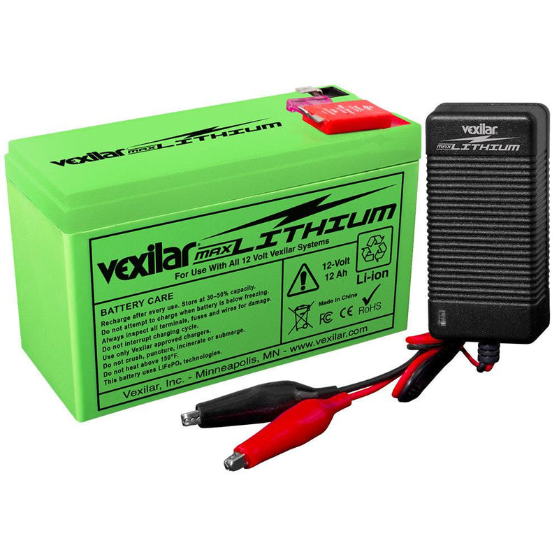 Vexilar 12V - 12 AH MAX Lithium Battery w/V-420L Rapid Charger [V-220L] - Wholesaler Elite LLC