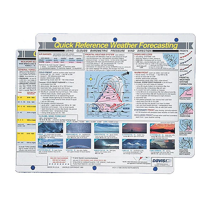 Davis Quick Reference Weather Forecasting Card [131] - Wholesaler Elite LLC